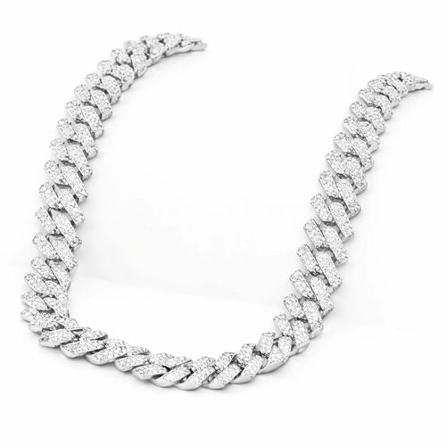 Corrente, Cravejado, Ice, Prong, 12mm, Prata, Ouro, Alaska Joias