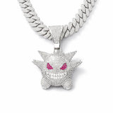 Corrente Prong Cravejada Ice + Pingente Gengar Alaska Joias