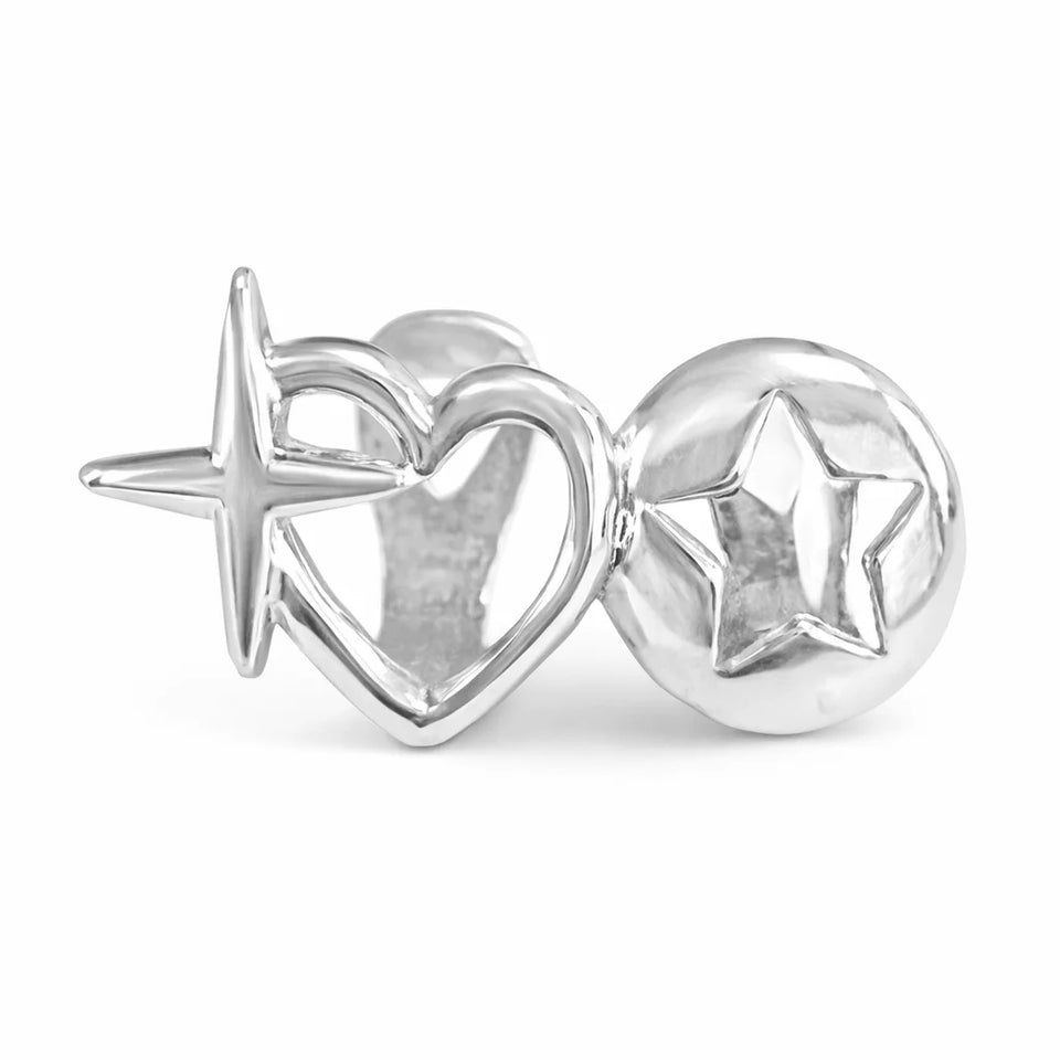 Grillz, Dois Dentes, Estrela, Coração, Banhado, Prata, Ouro, Tamanho Único, Alaska Joias