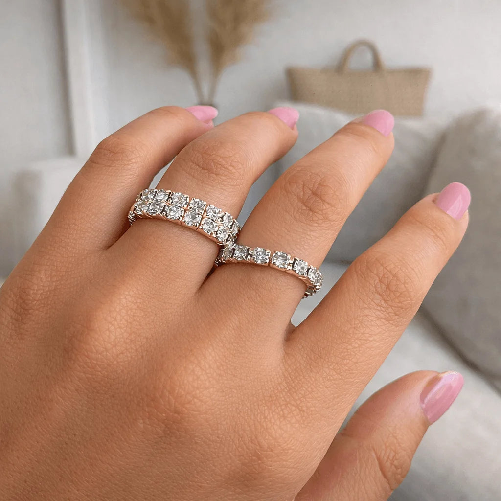 Anel, Riviera, Aro, Simples, Cravejado, Ice, Prata, Ouro, Ajustável, Alaska Joias