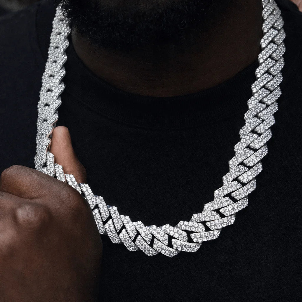 Corrente, Cravejado, Ice, Prong, 12mm, Prata, Ouro, Alaska Joias