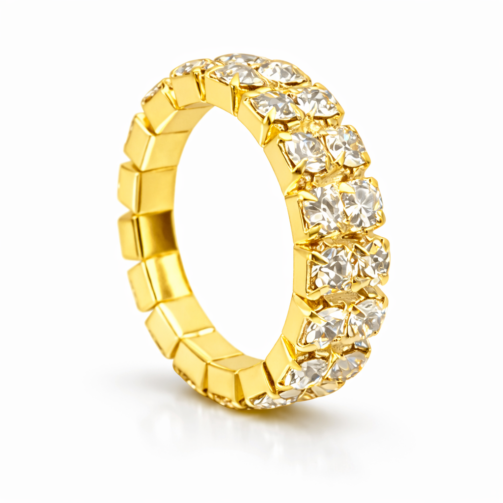 Anel, Riviera, Aro, Duplo, Cravejado, Ice, Prata, Ouro, Ajustável, Alaska Joias