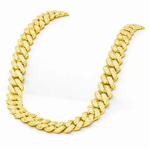 Corrente, Cravejado, Ice, Prong, 12mm, Prata, Ouro, Alaska Joias